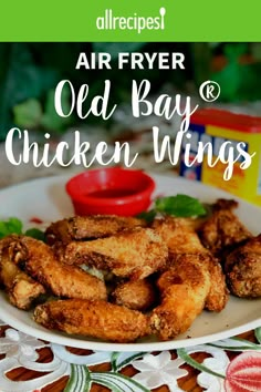 air fryer old bay chicken wings on a white plate