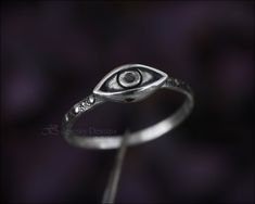 Small Sterling Silver Evil Eye Ring - LE Jewelry Designs Witchy Ring, Evil Eye Ring Silver, Lauren Elizabeth, Mystical Jewelry, Evil Eye Ring, Eye Ring, Ring Sizer, Sterling Silver Bands, Dots Pattern