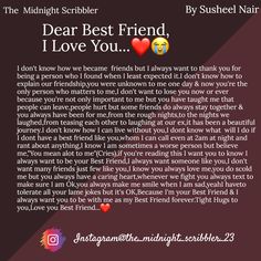 a poem written by the midnight scribbler dear best friend i love you