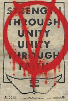 a poster with the words, strength through only truth in red and black on it