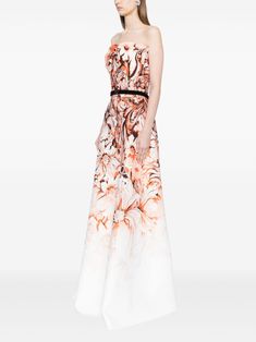 Find SAIID KOBEISY Floral-print Neoprene Gown on Editorialist. orange/black/white neoprene floral print gradient effect bow detailing strapless belted waist concealed rear zip fastening A-line skirt floor-length Neoprene Gown, Saiid Kobeisy, Bow Detail, A Line Skirt, A Line Skirts, Orange Black, Floor Length, Red Carpet, Bodice