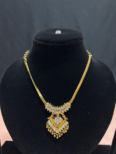 sizes in terms of height and weight are mentioned in grams and inches in the photo Luxury Yellow Gold Temple Necklace With Gemstones, Formal Gold-plated Yellow Gold Temple Necklace, Luxury Gold-plated Temple Necklace, Elegant Gold Multi-stone Temple Necklace, 22k Gold Multi-stone Temple Necklace, Fancy Jewellery, Gold Polish, Gold Set, Gold Jewelry Fashion