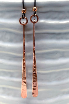 Materials: Recycled USA copper, hypoallergenic ear wires (niobium, lead and nickel-free, anti-tarnishing)
Length: Approx. 2.5 inches
Handcrafted: Made with care in Ball Ground, GA by The Swanky Dale Copper Earrings Handmade, Hammered Copper Earrings, Bar None, Earrings Diy Handmade, Copper Bar, Diy Jewlery, Ancient Jewelry, Hammered Copper, Copper Earrings