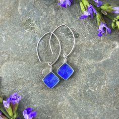 "Sparkly Blue Long Silver Earrings Boho Jewelry, Minimalist Earrings Hippie Jewelry, Fused Glass Handmade Jewelry Unique Gifts for Women Glass: Transparent Sky Blue art glass and purplish blue dichroic glass. These beachy earrings are made with Argentium Sterling Silver wire and it's Nickel Free!   These kiln formed art glass Earrings are created by layering colored glass with a layer dichroic glass and firing it up to 1500 degrees. At that temperature, the glass elements become one piece. After Modern Blue Earrings For Everyday Wear, Nickel Free Blue Earrings For Everyday, Nickel Free Glass Jewelry In Minimalist Style, Blue Drop Earrings For Everyday Wear, Everyday Blue Teardrop Hoop Earrings, Blue Hypoallergenic Hoop Earrings As Gift, Everyday Blue Drop Earrings, Handmade Blue Jewelry For Everyday, Blue Hypoallergenic Hoop Earrings For Gift