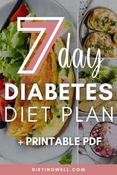 Need assistance managing your diabetes through a healthier diet? Look no further! We have created a 7 day diabetes diet plan to help you manage blood sugar levels naturally, to minimize the detrimental effects of diabetes, and prevent any harm caused by consuming foods high in sugar which only worsen diabetes health concerns and symptoms. Plan your week living with diabetes using out printable diet plan 7 Day Diet Plan, 7 Day Diet, Sugar Free Diet, No Sugar Diet, Sugar Diet