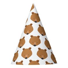 a party hat with brown bears on it