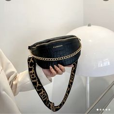 Women’s Waist Bag With Wide Straps Casual Fanny Pack Beautiful Black And Gold Color Leather I’m Sure You Will Like It Chloe Tess, Coach Hobo Bag, Fendi Shoulder Bag, Gold Wallet, Quilted Backpack, Brahmin Handbags, Michael Kors Wristlet, Faux Leather Bag, Gold Bag