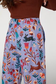 floral folk printed pant - a collection of flora and fauna with a distinct folksy vibe, designed to create a magical print - high waised pant with tapered leg - side pockets - front fly and button - belt loops - made of a soft linen cotton blend - available in blue Noli wears a size 14 she is 178cm, with a 96cm bust, 78cm waist and 114cm hipsSophie wears a size 8 they are 178cm, with a 84cm bust, 62cm waist and 84cm hips Product Code: PGFT465107 Folk Print, Pants Blue, Floral Pants, Flora And Fauna, Printed Pants, Floral Skirt, Blue Floral, Fabric Care, High Waisted Skirt