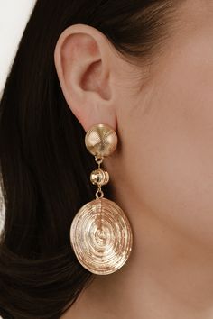 18k gold plated brass and zinc 3" x 1.5" Gold Plated Spiral Jewelry, Gold Spiral Single Earring, Gold Spiral Jewelry With Matching Earrings, Layered Chokers, Back Necklace, Trendy Fashion Jewelry, Charm Pendant Necklace, Chain Anklet, Swirl Design