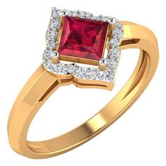 Product :- Ring Metal :- 14k Gold , 18k Gold Gold Wt :-                       14k :  2.50 Gms                      18k :  2.87 Gms Diamond color :- I-J / SI1 Diamond Weight :- 0.17 Cts Gemstone :- Ruby Gemstone Shape :- Square Gemstone Size :- 5mm Finger Size: 4-10 usually in stock. Please contact me for other sizes. Customization / Replacements  It's easy to create jewellry that's perfect for you. Change the materials to suit your style and budget: Ruby, Emerald, Blue Sapphire, Amethyst, Topaz, Wedding Ring Princess Cut, Wedding Ring Princess, Red Ruby Ring, Rubin Ring, Ring Princess Cut, Mom Daughter Gifts, Wedding Rings Princess Cut, Ruby Diamond Ring, Emerald Blue