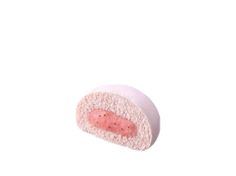 a pink sponge on a white background with no one in the photo to describe it