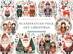 the scandinavian folk art christmas illustrations