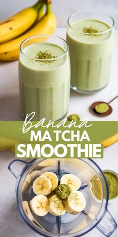 Fuel your mornings with this vibrant green matcha smoothie! With its blend of banana’s creaminess and matcha’s antioxidants, it’s an ideal breakfast choice for those looking for a healthy, energizing drink to kick-start the day. Matcha Powder Smoothie, Banana Matcha Smoothie, Matcha Powder Recipes, Matcha Smoothie Recipe, Smoothie With Banana, Matcha Drink Recipes, Energizing Breakfast, Green Matcha, Matcha Smoothie