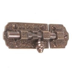 an antique style door latch with two handles