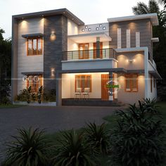 Modern Flat Roof House Plan - Spacious and Stylish 4-Bedroom Home with Textured Elevation and Contemporary Design Modern House Elevation Architecture, Architect Design House Plans, Simple Exterior House Design, Home Exterior Design Indian, Home Front Design Modern, Modern Home Front Yard, Home Front Elevation Indian, Door House Design, House Exterior Front Porch