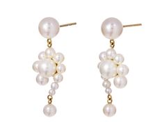 Pearl Escargot Earrings - TWISTonline Luxury White Pearl Embellished Earrings, Evening Drop Pearl Earrings, Formal White Cluster Earrings With Pearl Drop, Luxury White Pearl Chain Earrings, Elegant White Cluster Earrings With Pearl Drop, Elegant White Pearl Drop Cluster Earrings, White Cluster Earrings With Pearl Drop For Party, White Pearl Cluster Earrings With Pearl Drop, White Pearl Drop Cluster Earrings For Anniversary