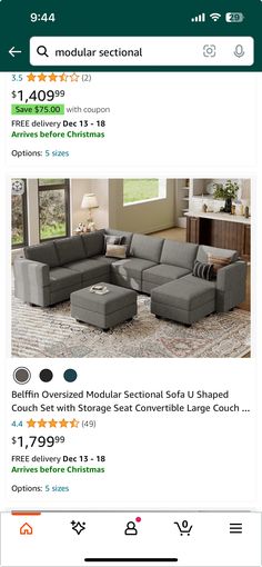 an image of a couch and ottoman on the app store's mobile search page