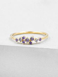 Twilight Ring, Cute Promise Rings, February Birthstone Ring, Friendship Ring, Ring Rosegold, Purple Amethyst Ring, Purple Rings, Twinkling Stars, Simple Band