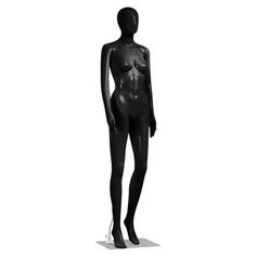 a black mannequin standing in front of a white background