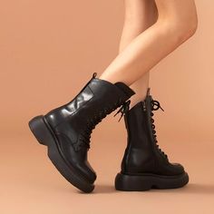 Faiva Women's Leather Platform Boots | Ultrasellershoes.com – Ultra Seller Shoes Motorcycle Boots Women, Worker Boots, Walking On The Street, Leather Platform Boots, Women's Motorcycle Boots, Boots Platform, Fashion Closet, Boot Types, Martin Boots