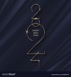 a happy new year greeting card with the number two in gold on a dark background