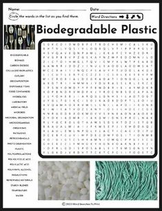 the biodegradable plastic word search