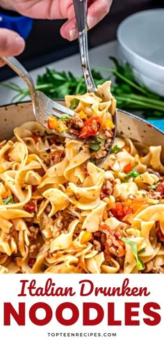 Italian Drunken Noodles, Egg Noodle Recipes, Drunken Noodles, Italian Dinner Recipes, Hot Sausage, Italian Pasta Recipes, Pasta Dinners, Pasta Dinner Recipes, Italian Dinner