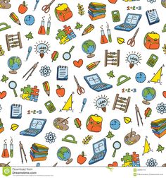 seamless pattern with school related items on white background stock photo colouring, back to school, children's toys, books and more