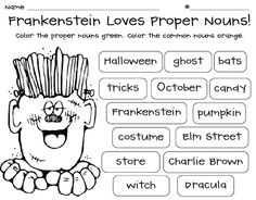 worksheet for halloween with words and pictures