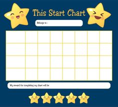 a reward chart with five stars on the front and one in the middle, which says'this start chart '