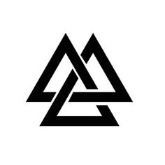 the triangle logo is made up of three intersecting triangles, one in black and white