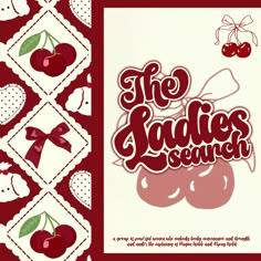 the logo for the ladies'seunch is shown in front of an image of cherries