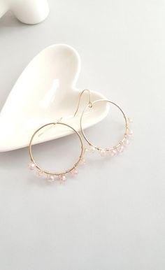 Blush Beads Gold Hoop Earrings,Gold Hoop Earrings,Hoop Dangle Earrings,Blush Bead Hoop Earrings,Bead Bead Hoop Earrings, Hoop Dangle Earrings, Earrings Gold Hoop, Bead Dangle Earrings, Earrings Bead, Earrings Circle, Swirl Earrings, Necklace Layered, Loop Earrings