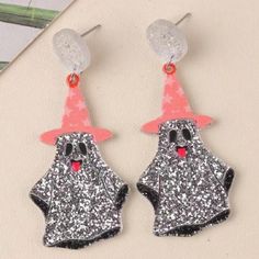 New Without Tags Halloween Beaded Earrings, Earrings Handmade Beaded, Spooky Earrings, Witch Ghost, Punk Skull, Halloween Cartoon, Earrings Sparkle, Starburst Earrings, Jewelry Halloween