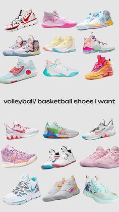 the different types of shoes are shown in this graphic style, and all have different colors