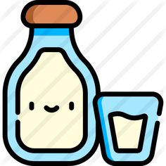 a bottle with a glass next to it on a white background, which has been drawn in the shape of a smiling face