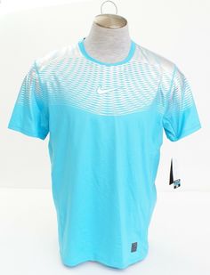 Men's Nike Pro HyperCool Dri Fit Blue & Metallic Silver Fitted Training Shirt Gender:       Men Brand:         Nike Nike Pro Style #:       744281 Name:         Nike Pro HyperCool Training Shirt Style:          Short Sleeve Training Shirt Color:          Blue & Metallic Silver Fit:               Fitted Nike Dri Casual Breathable Blue Tops, Casual Blue Breathable Tops, Sporty Blue Shirt For Sports, Blue Moisture-wicking Summer Shirt, Blue Breathable Short Sleeve T-shirt, Blue Breathable Crew Neck Tops, Light Blue Short Sleeve Sports Top, Light Blue Short Sleeve Tops For Sports, Casual Breathable Blue T-shirt