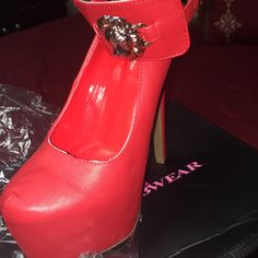 Red Platform Red High Heel Club Shoes, Red High Heel Club Heels, Trendy Heels With Red Sole For Night Out, Red High Heels For Club, Trendy Red Heels For Night Out, Red Platform Heels For Night Out, Red Platform, Shoes Women Heels, Stiletto Heels