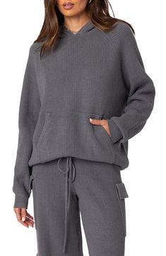 Level-up your laid-back look in a hooded sweater that's softly ribbed and knit to a relaxed fit. Fixed hood Long sleeves Kangaroo pocket 50% polyester, 50% rayon Machine wash, dry flat Imported Woman Bedding, Outfit Wedding Guest, Oxford Heels, Platform Slippers, Weekend Wear, Fabric Gifts, Hooded Sweater, Comfortable Dress, Fashion Help