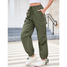 Features:Low leg cargo pants for women, Fashion Gothic and Casual style. Loose leg design, pocket baggy straight cargo long pants, stretchy streetwear pants. Cinch bottom cargo pants summer causal athletic pants make you look charming and fashionable. Baggy Green Cargo Jeans, Green Full-length Parachute Pants For Fall, Green Full Length Parachute Pants For Fall, Green Cargo Pocket Joggers For Outdoor, Baggy High Waist Green Cargo Pants, Green Baggy Cargo Jeans, Green High Waist Baggy Cargo Pants, Green Baggy Utility Pants, Utility Style Green Sweatpants For Streetwear