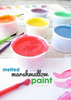 melted marshmallow paint is sitting on a table