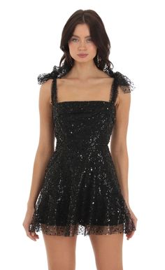 Sequin Mini Dress in Black | LUCY IN THE SKY Black And Gold Dress Short, Sparkly Dress Party, Glitter Dress Short, Dresses For Dances, Black Glitter Dress, Gold Dress Short, Lucy In The Sky Dress, 8th Grade Dance, Sparkly Mini Dress