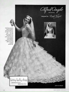 an advertisement for a wedding dress from the 1950's