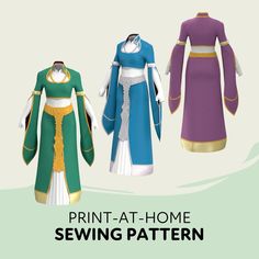 three different types of clothes with the text print - at - home sewing pattern on them