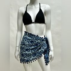 100% Cotton Fitted Blue Beachwear Skirt, Blue Beachwear Skirt, Casual Blue Sarong, Blue Summer Skirt For Vacation, Casual Blue Beach Skirt, Casual Blue Sarong For Vacation, Blue Beachwear Skirt For Summer, Blue Beachwear Skirt For Vacation, Blue Summer Beachwear Skirt