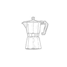 a drawing of a coffee maker on a white background