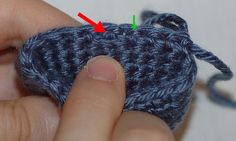 the crochet stitch is being worked on by someone holding it in their left hand