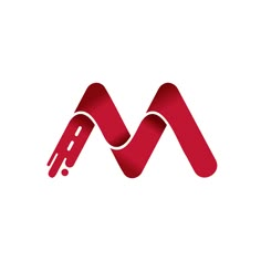 the letter m is made out of red paper and has a curved edge that matches it