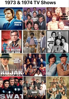 many different tv shows are shown in this collage with the names of their characters