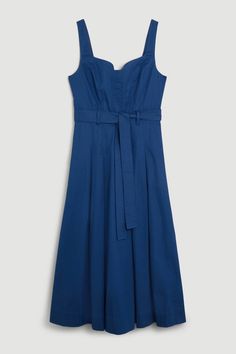 Elegant minimalism is spotlighted by this midi dress, cut from cotton sateen for glossy, artful draping to the A-line silhouette. This graceful piece has a sweetheart neck with a notched inset, tonal darting, and a self-tie belted waist for bespoke styling.Sweetheart necklineDarted bodiceSelf-tie belted waistA-line skirtMidi length Cotton Midi Dress With Fitted Bodice And Sweetheart Neckline, Formal Cotton A-line Midi Dress, Midi Dress With Pleated Bodice, Cotton Dress With Sweetheart Neckline And Fitted Bodice, Cotton Midi Dress With Ruched Fitted Bodice, Sleeveless Cotton Midi Dress With Ruched Bodice, Cotton Midi Dress With Fitted Bodice Sleeveless, Summer Midi Dress With Pleated Bodice And Sweetheart Neckline, Fitted Cotton Midi Dress With Square Neck